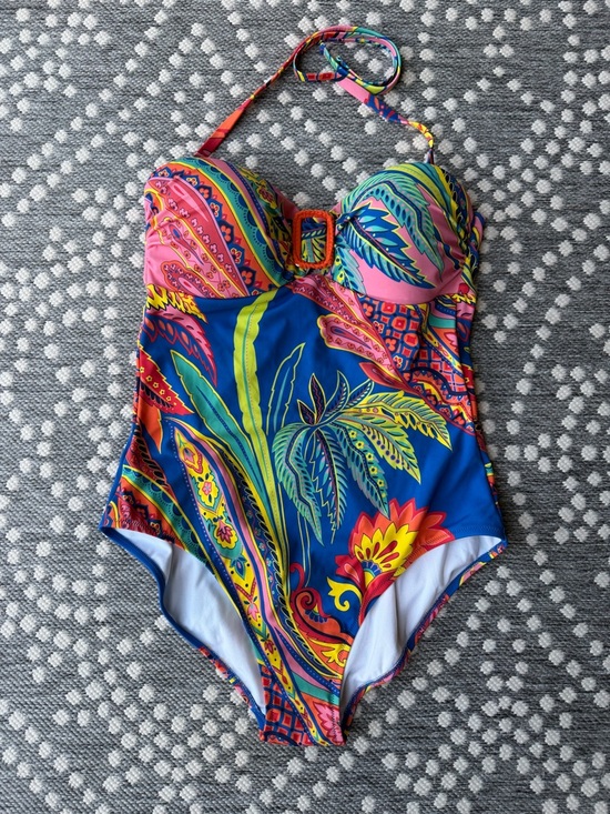 Boden Other - Boden Swim Women’s sz 14 LARGE swimwear tropical flowers blue pink tie Beach